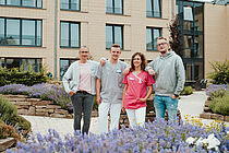 Auszubildende am Standort Geseke (v. li.: Ute Feldmann, Tim Christmann, Patricia Kosfeld, Benedikt Hahnel) (Foto: Seniorenhilfe SMMP)